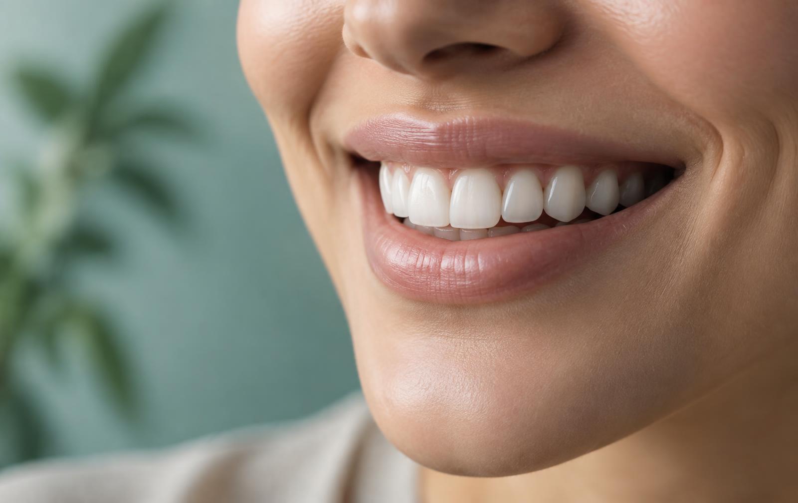 Close-up de um sorriso saudável e limpo
